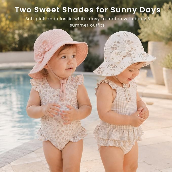 Konssy 2-Pack Muslin Baby Sun Hats - Image 4