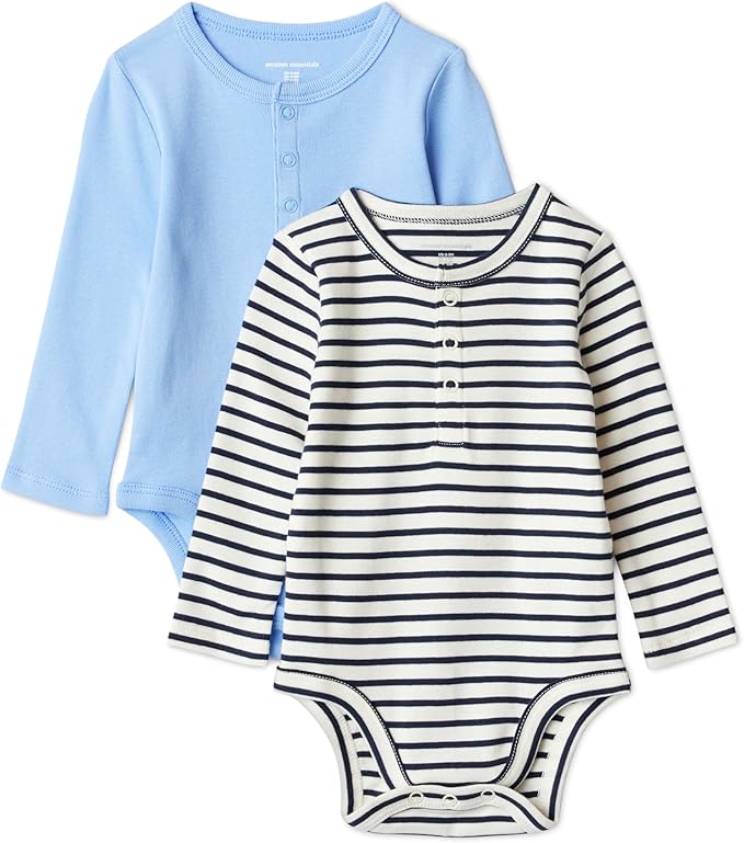 Amazon Essentials Unisex Babies' Long-Sleeve Cotton Henley Bodysuits by AmazonEssentials