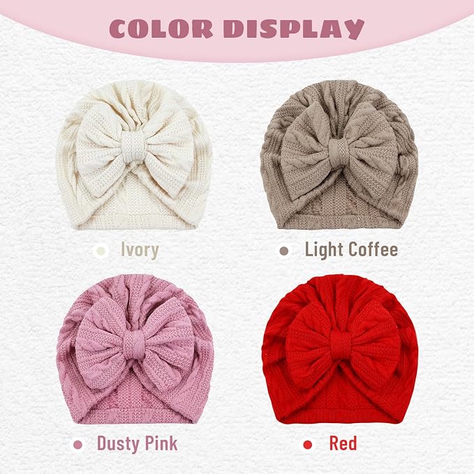 Cinaci 4 Pieces Baby Girls Turban Hats - Image 4