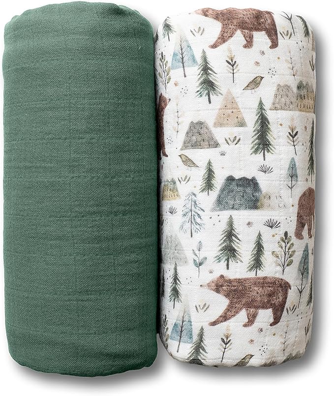 Miaoberry GOTS Certified Organic Muslin Swaddle Blankets, 2 Pack Baby Receiving by MiaoberryBaby