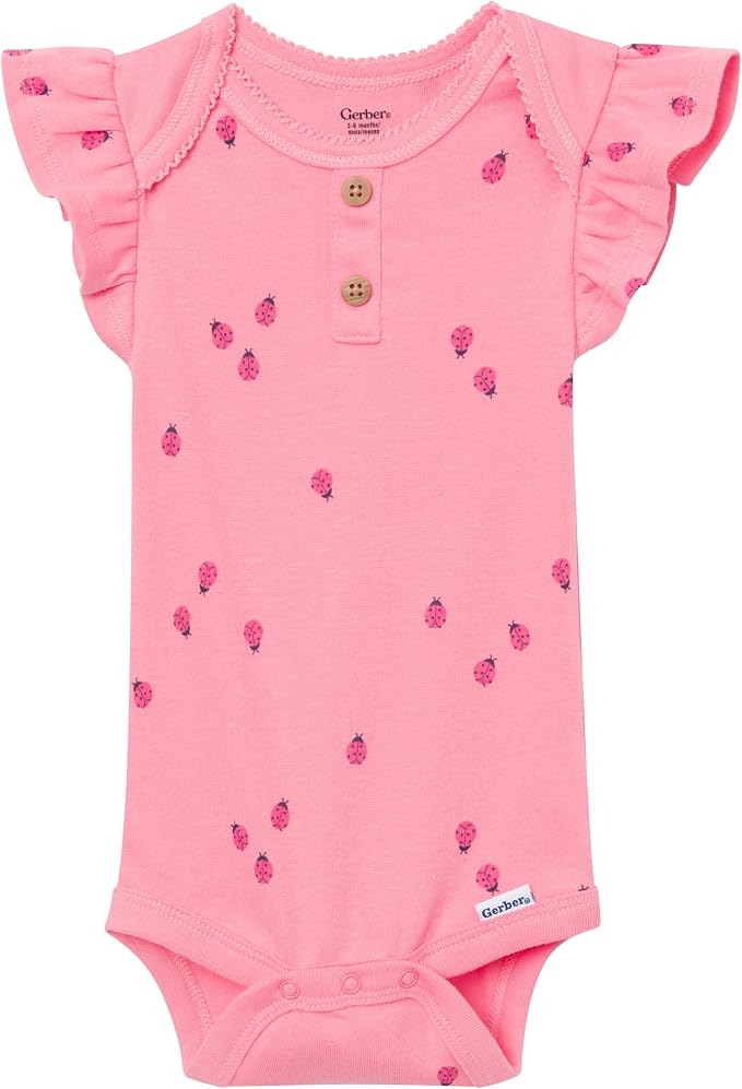 Gerber Baby Girls 4-Pack Short Sleeve Onesies Bodysuits - Image 6