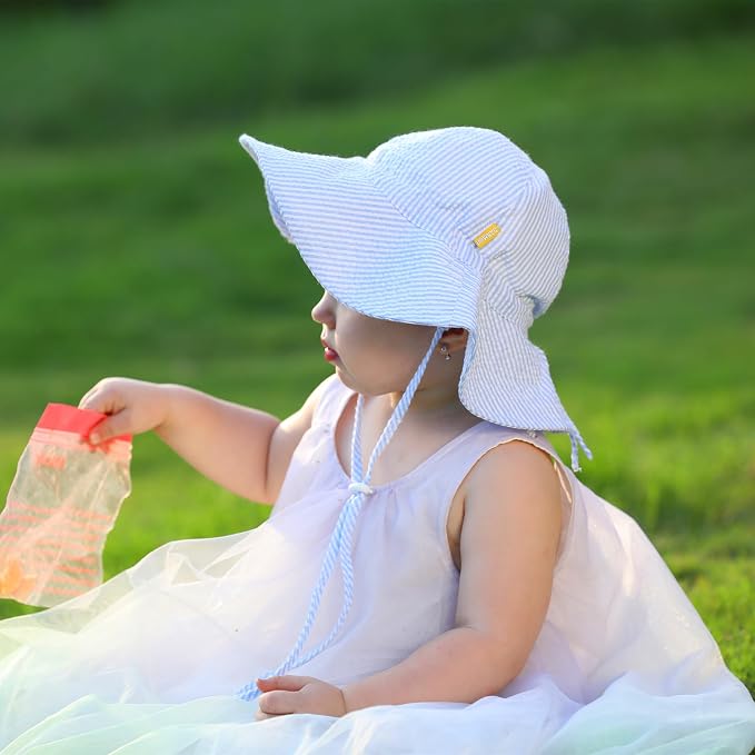 Baby & Toddler Wide Brim Sun Hats UPF 50+ Sun Protection Bucket Cap Cute - Image 4