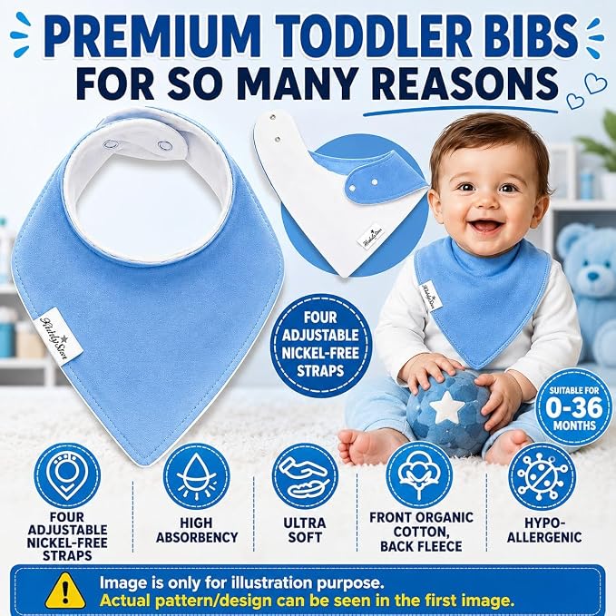 Baby Bibs | Multi-Pack Organic Cotton Bandana Drool Bibs, Soft Absorbent - Image 3