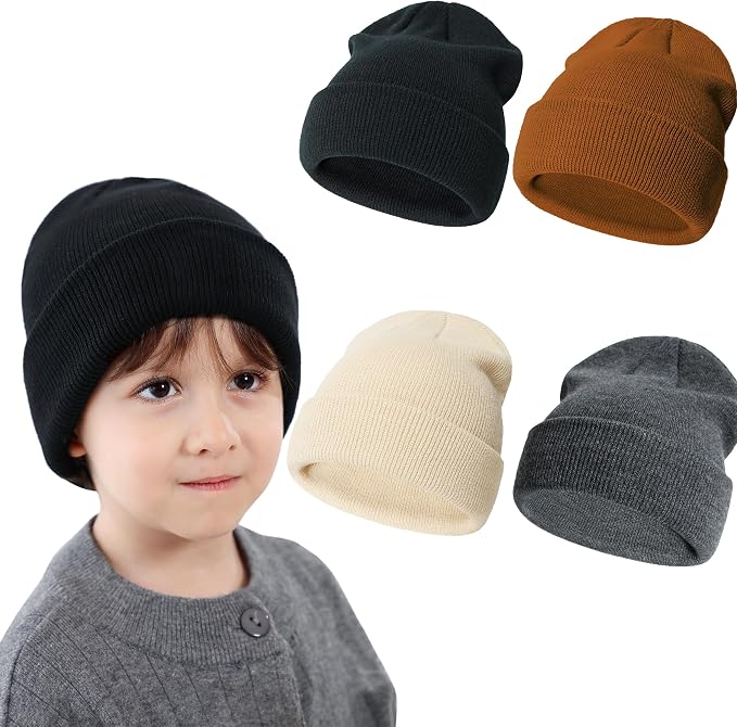 Baby Toddler Infant Winter Soft Knit Beanie Hats Set by SeaZaela
