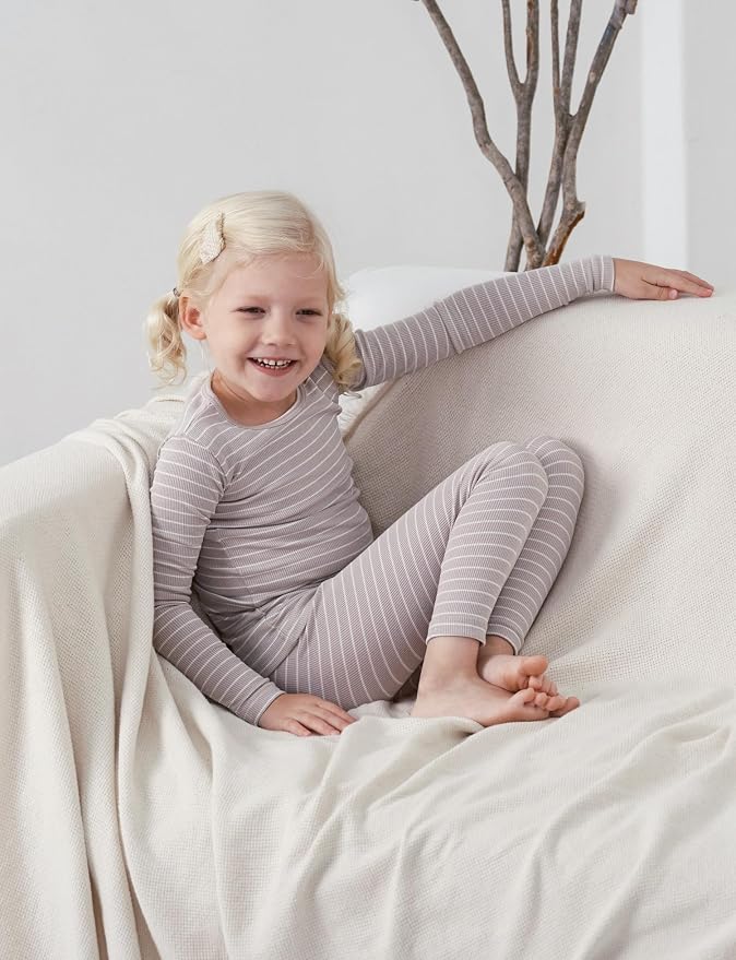 AVAUMA Stripe Pattern Baby Boys Girls Pajama Set Kids Toddler Snug fit Ribbed - Image 5