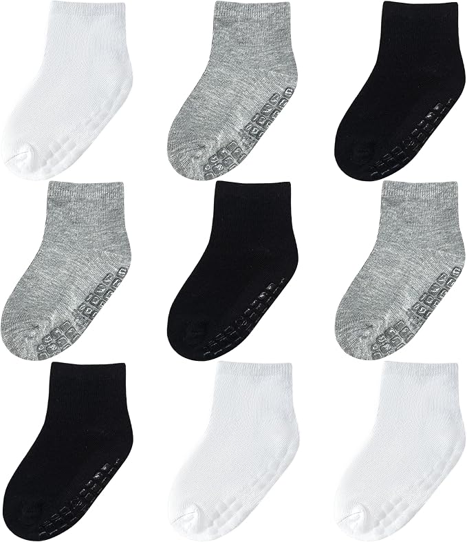 Baby Mid-Crew Socks with Grips for 0-7 Years Old Toddler Boy Girl Kids by SimplyKids