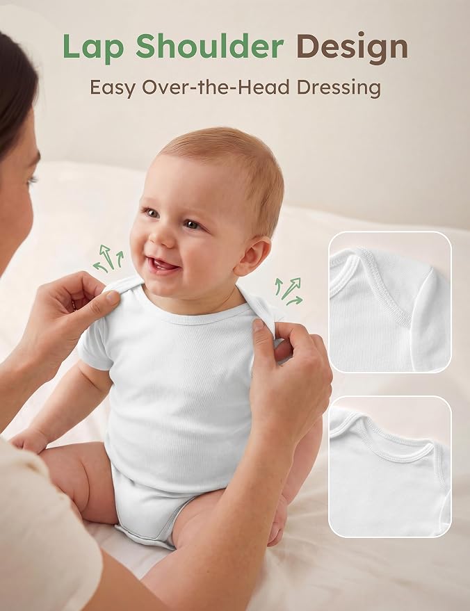Yoofoss Baby Bodysuits 100% Organic Cotton Baby Short Sleeve Baby Boys Girls - Image 3