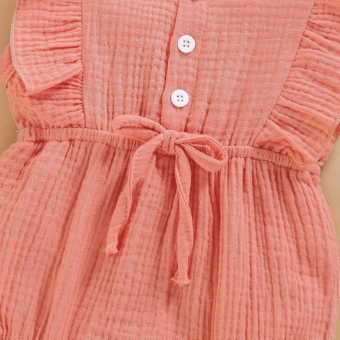 YOUNGER TREE Toddler Baby Girl Ruffled Sleeveless Romper Casual Summer Jumpsuit - Image 6