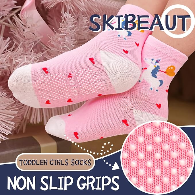 SkiBeaut Baby Toddlers Girls Socks, 12 Pairs Non Slip Kids Grips Toddler Grippy - Image 4