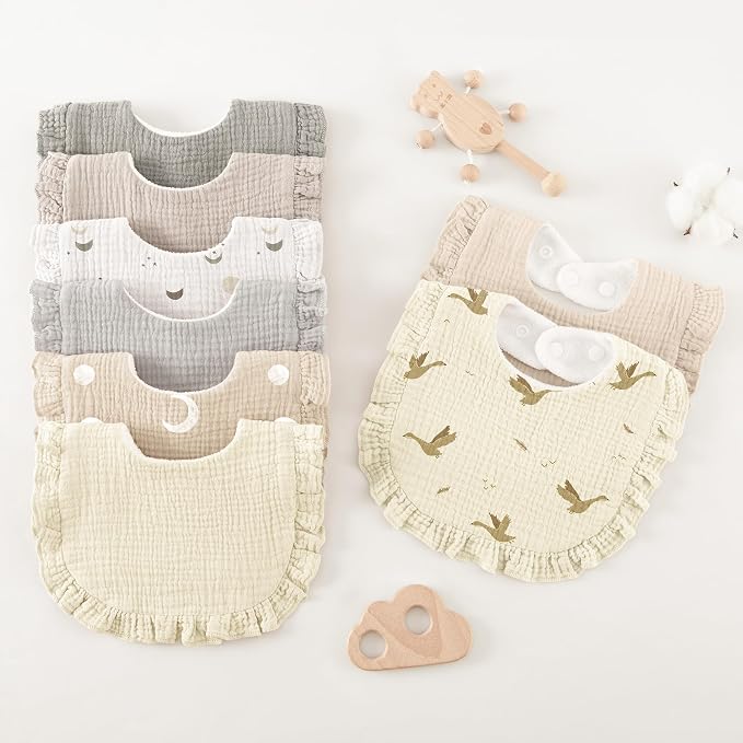 Bearmoss 8 Pack Muslin Baby Bibs - Image 7