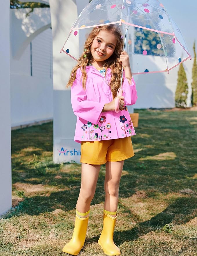Arshiner Toddler Girls Waterproof Hooded Coat Jacket Outwear Raincoat - Image 4