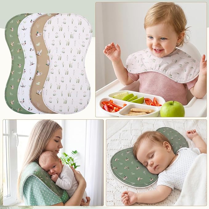 4 PCS Mallard Duck Baby Burp Cloth Muslin Duck Hunting Spit up Rag | Absorbent - Image 7