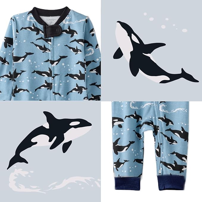 Butterblu Shadow Sleep & Play 100% Cotton Footless Two Way Zip Front PJs - Image 5