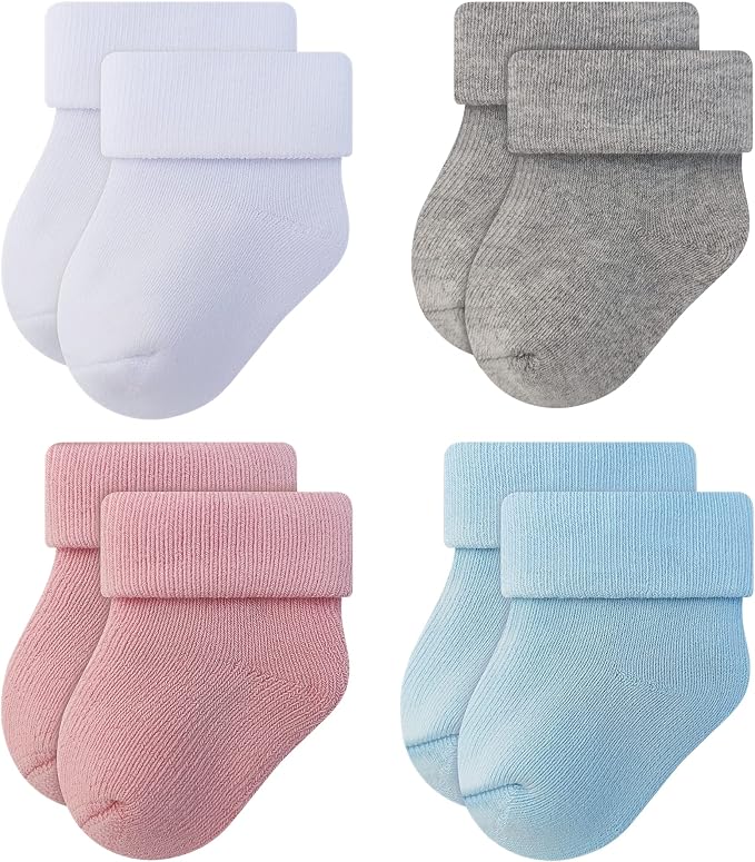 RATIVE Newborn Baby Socks 0-6, 6-12 Months Terry Turn Cuff Socks by RATIVE