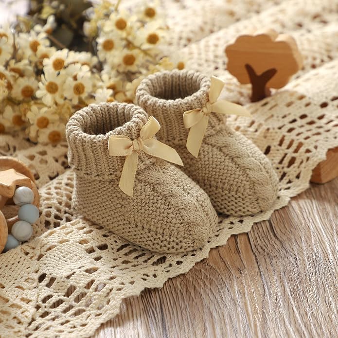 Baby Booties Newborn 100% Cotton Cozy Knit First Shoes | Soft Cute Shower Gift - Image 2