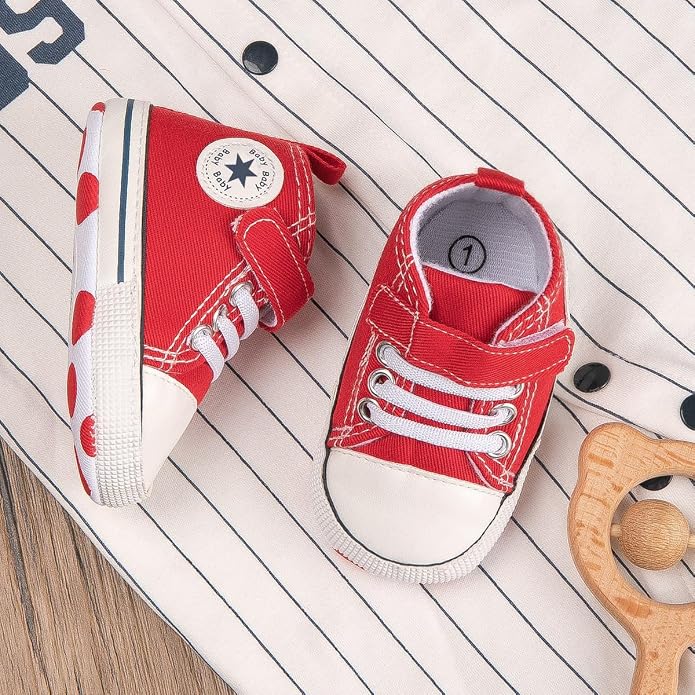 Unisex Baby Girls Boys Canvas High-top Shoes, Newborn Infant Anti-Slip Soft - Image 3