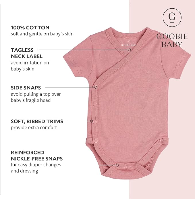 Baby Side Snap Kimono Bodysuit Set, Mitten Cuffs, 100% Cotton, Boy Girl - Image 3