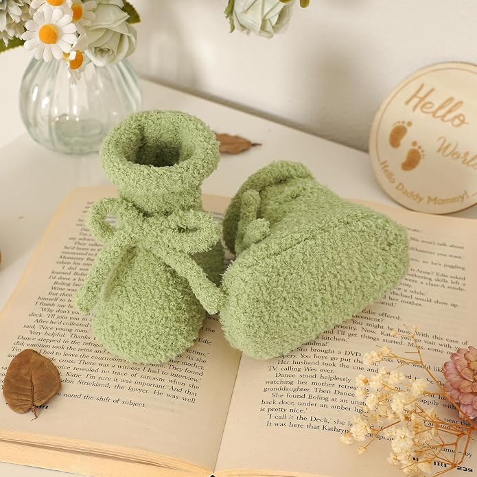 LAWKUL Cotton Baby Booties Newborn Fleece Shoes Sock - Image 5