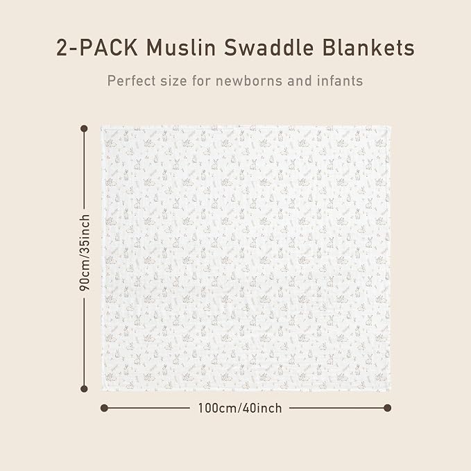 GLLQUEN BABY Muslin Swaddle Blankets 2Pk Receiving Blanket Large 35" x 40" | - Image 6