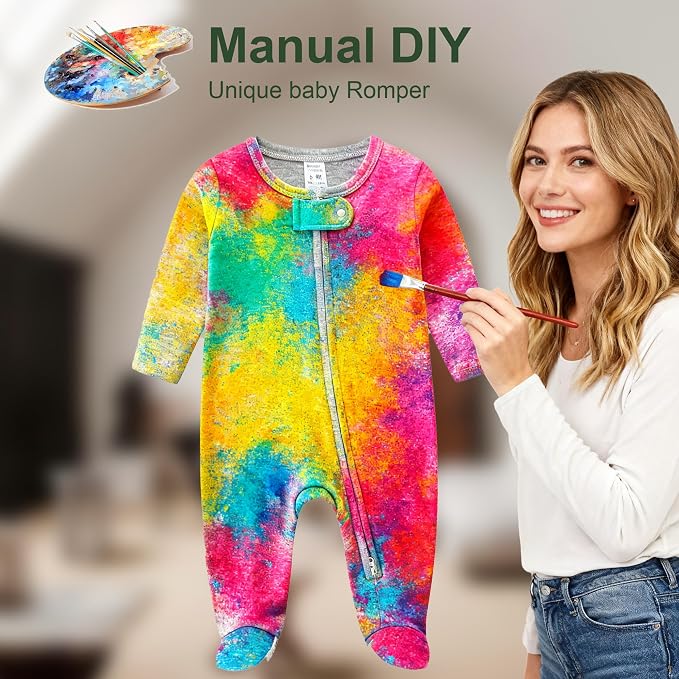 Hikido Baby Romper 100% Organic Cotton Pajamas One Piece Long Sleeve Zipper - Image 5