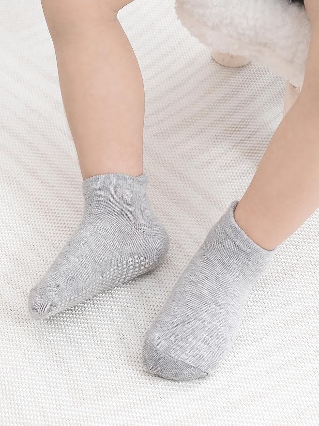 Baby Non Slip Grip Ankle Socks for Infants Toddlers Kids Boys Girls 9 Pack | - Image 4