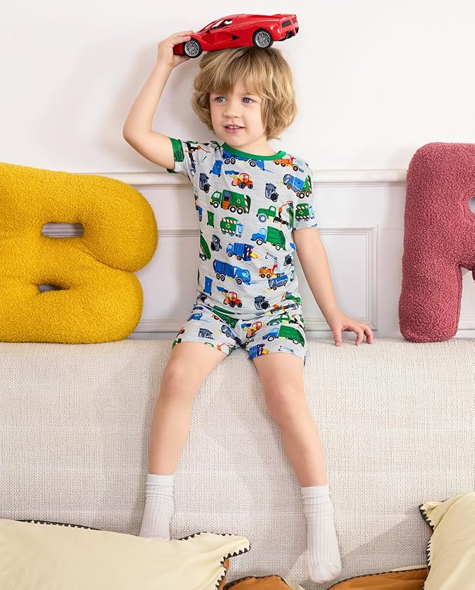 babee Reshinee Bamboo Viscose Toddler Boys Pajamas Set, Short Sleeve Kids - Image 5