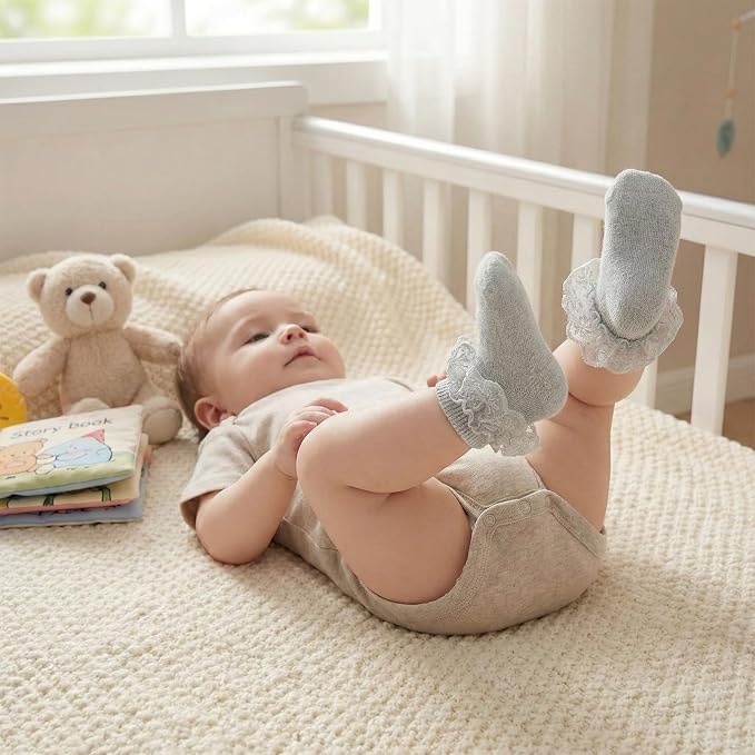 6 Pairs Baby Girls Socks - Image 6