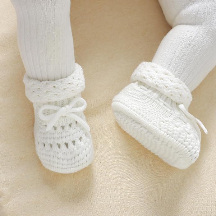 Baby Booties 100% Cotton Knitted Newborn First Cozy Warm Crib Shoes - Image 2