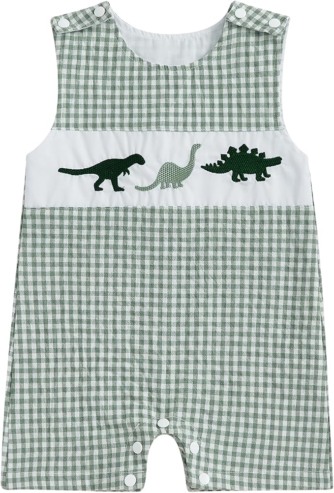 Newborn Baby Boys Sleeveless Seersucker Romper One Piece Straps Overalls by Arvbitana