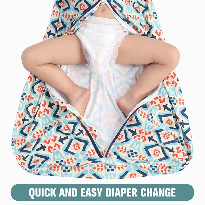 Baby Sleep Sack 18-24 Months 3 Pack Baby Wearable Blanket 100% Rayon Cotton 2-Way Zipper Toddler Sleeping Sack .Comfy Soft Lightweight TOG 0.3 (Bohemia&Checkered&Blue)