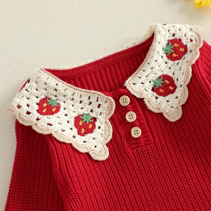 Mubineo Baby Girl Fall Winter Clothes Basic Plain Cute Sweater Romper Outfit - Image 5