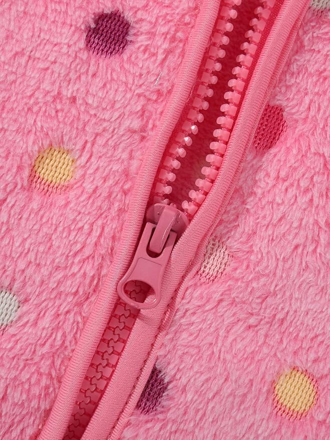 Toddler Baby Girl Fleece Jackets Fall Clothes Hooded Zip Fuzzy Coats - Image 6