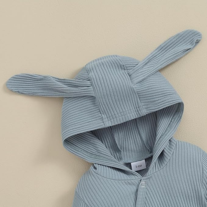 Newborn Baby Boy Girl Romper Easter Outfits Bunny Ear Hoodie Button Onesie - Image 4