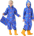 Fewlby Kids Toddler Rain Suit for Boys Girls One Piece Hoodie Zipper Cartoon by FEWLBY