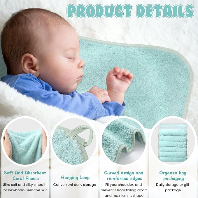 Hahafelt 12 Pack Green Baby Burp Cloths - Image 3