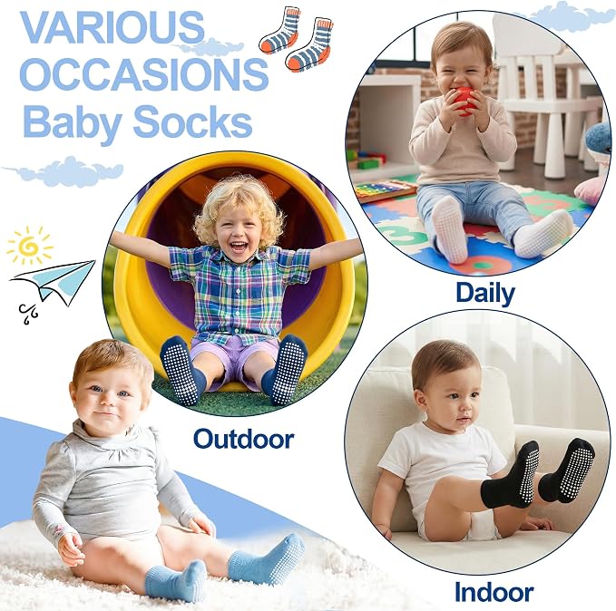 GRPSKCOS Baby Socks Non Slip 12 Pairs Toddler Anti Skid Socks - Image 6