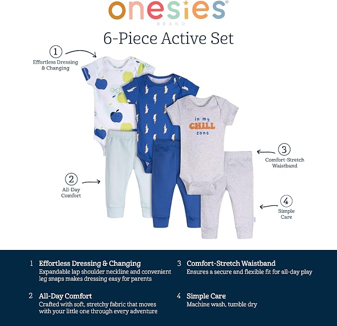 Onesies Brand Unisex Baby 3 Outfit Bundle Mix Match Pants Set - Image 6