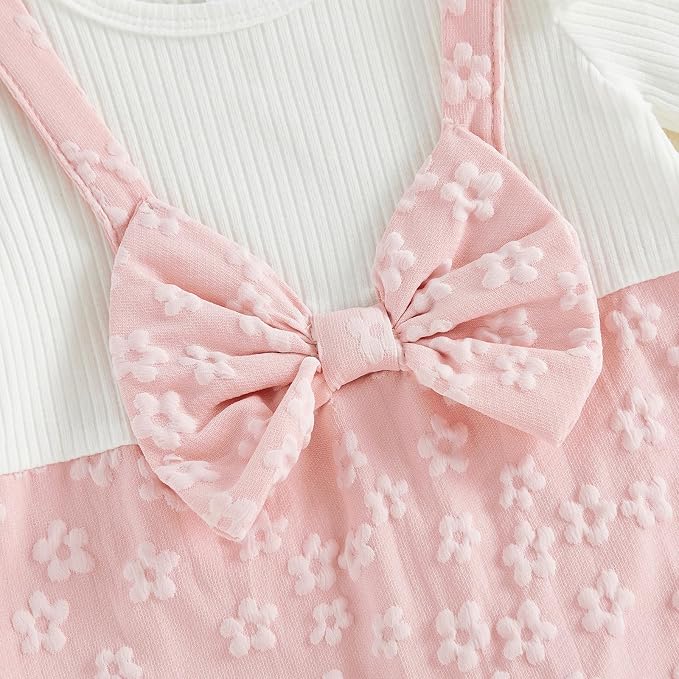 YINGISFITM Newborn Baby Girl Summer Clothes Short Sleeve Bubble Romper Bow - Image 7