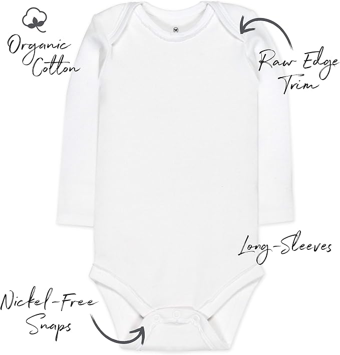 HonestBaby baby-girls 5-pack Long Sleeve Bodysuits One Piece 100% Organic Cotton - Image 2