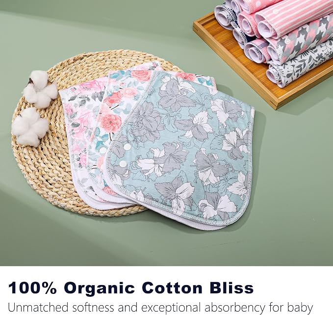 Baby Burp Cloths & Baby Bibs 2-in-1 Design Large Size 3 Layers Thicken Cotton - Image 7