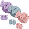 BQUBO Newborn Girls Hats Baby Hat and Mittens Set Infant Caps Bow Hospital by DRESHOW