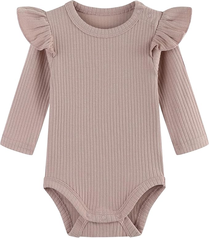 Baby Girl Knit Ruffle Outfit Clothes Ribbed 100% Organic Cotton Solid Color by Unknown