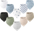 Konssy 10 Pack Baby Muslin Bandana Bibs by Konssy