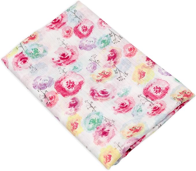 HonestBaby 3-Pack Organic Cotton Swaddle Blankets, Rose Blossom, One Size - Image 2