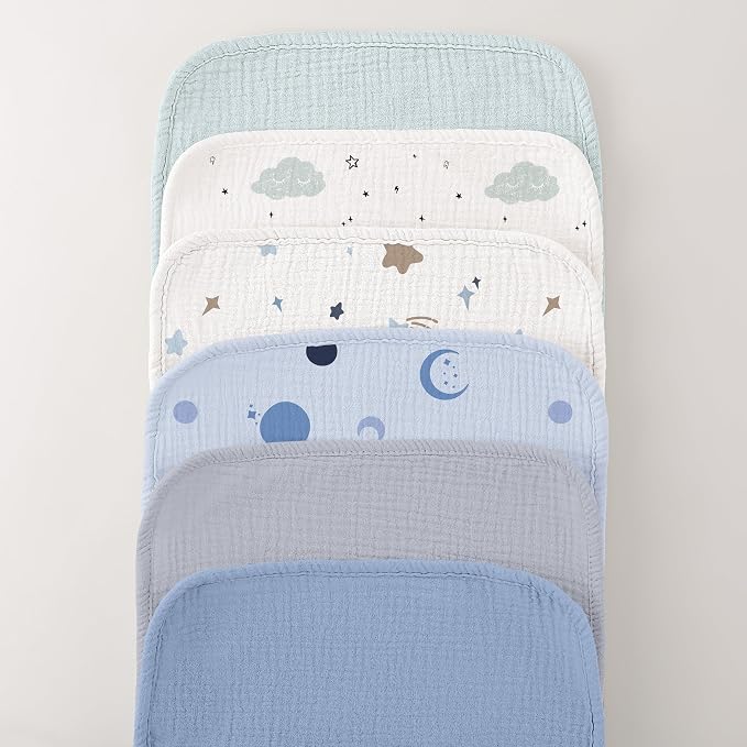 Bearmoss Muslin Burp Cloths, 100% Cotton Baby Burping Clothes, Large Extra Soft - Image 3