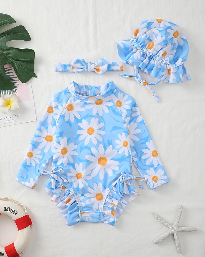 Renotemy Baby Swimsuit Girls One-Piece Swimwear Baby Beach Essentials 3M-3T - Image 2
