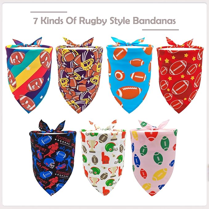 7 PCS Football Dog Bandanas for Small Dogs Stitching Edge Dog Bandana for Puppy - Image 7