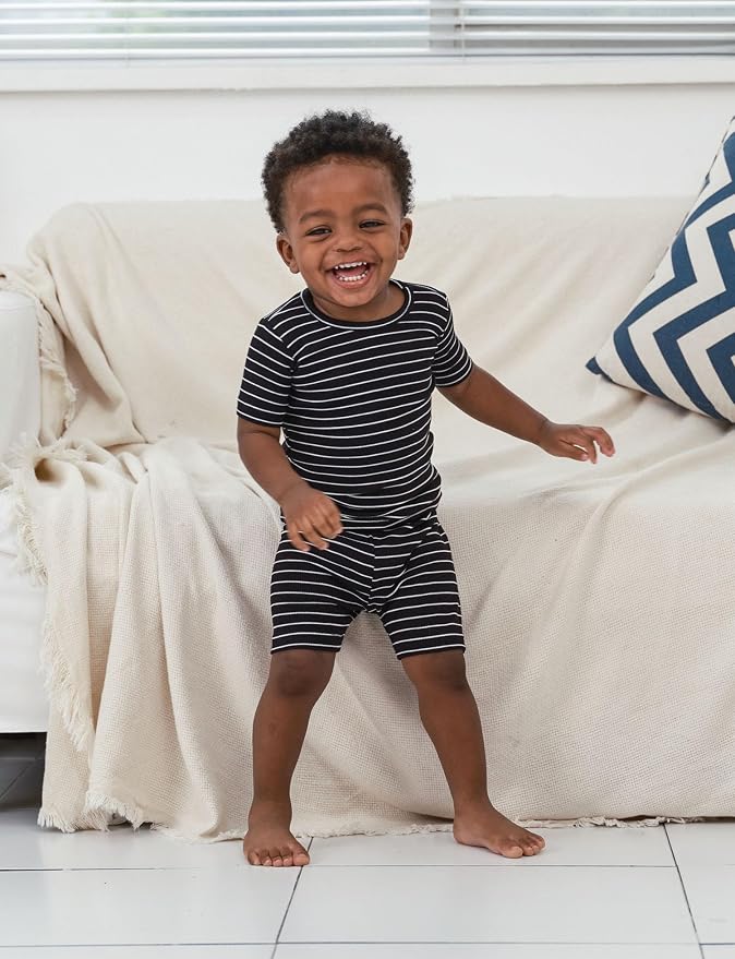 AVAUMA Stripe Pattern Baby Boys Girls Pajama Set Kids Toddler Snug fit Ribbed - Image 2
