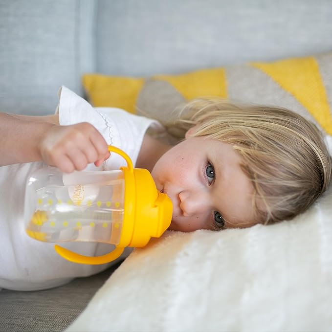 Dr. Brown's Milestones Baby's First Straw Cup, Training Cup with Weighted Straw, 9oz/270mL, Vintage Yellow, BPA Free, 6m+ (Pack of 12)