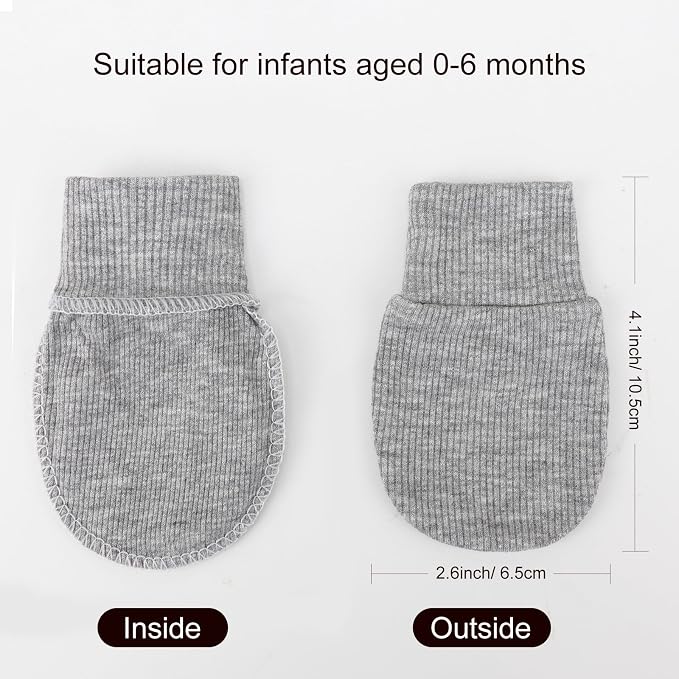AQOKKA Newborn Baby Mittens No Scratch Cotton Elastic Wrist Gloves Infant - Image 2